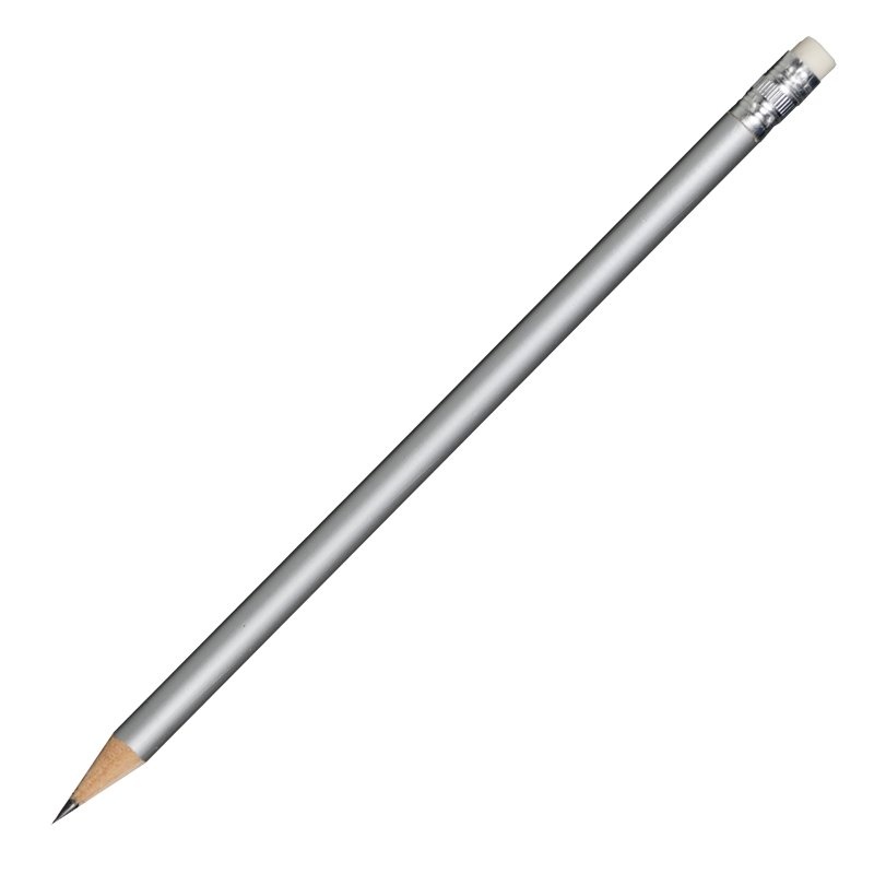 Logo trade promotional giveaways image of: Wooden pencil, silver