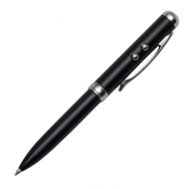 Logo trade business gifts image of: Supreme ballpen with laser pointer - 4 in 1, black