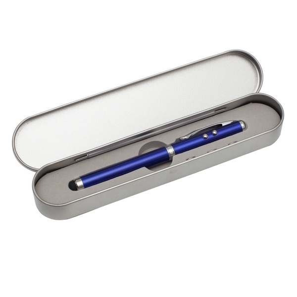 Logo trade promotional items image of: Supreme ballpen with laser pointer - 4 in 1, blue