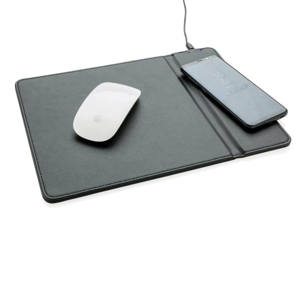 Logo trade advertising product photo of: Mousepad with 5W wireless charging, black