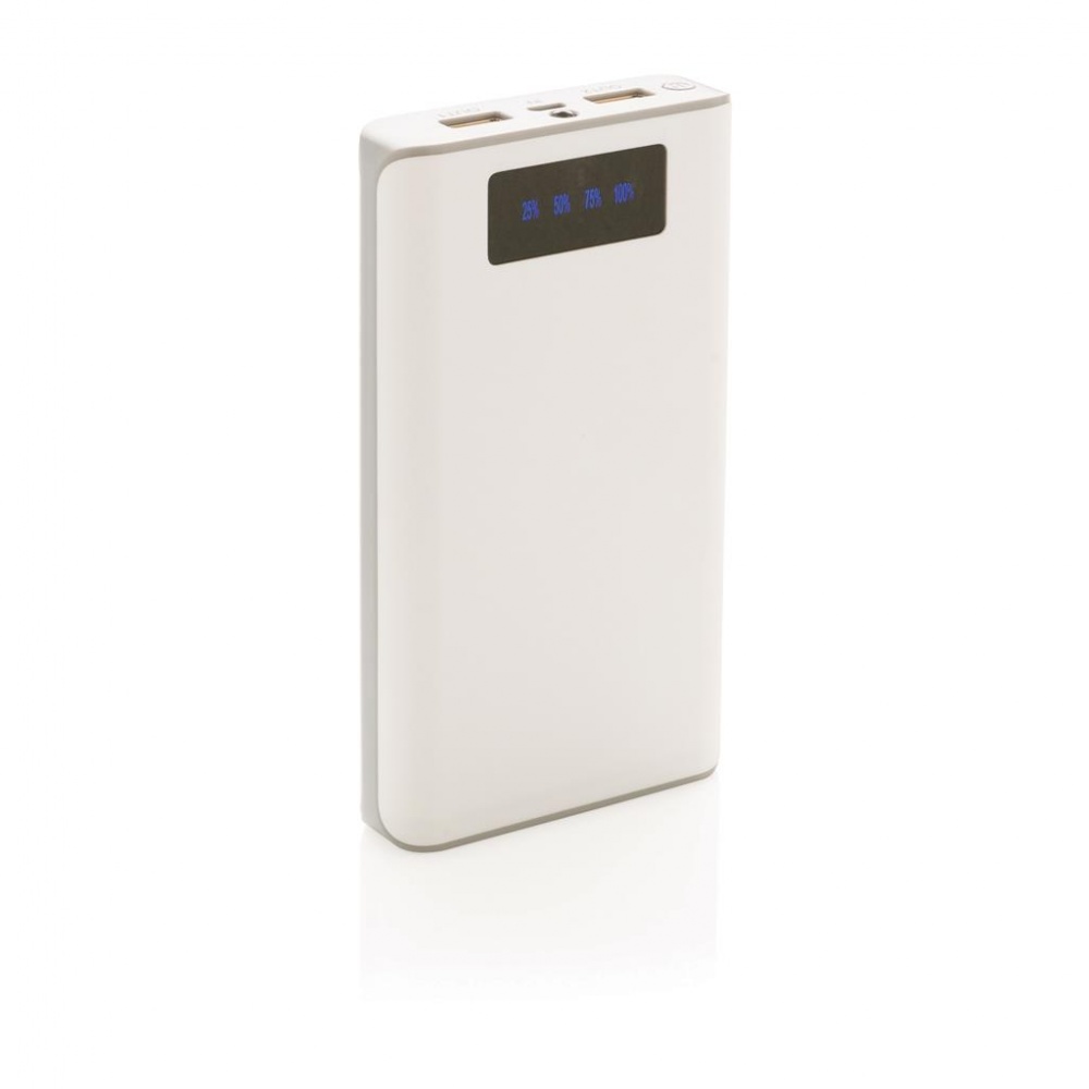 Logo trade promotional gifts picture of: 10.000 mAh powerbank with display, white