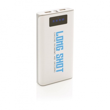 Logo trade promotional gifts image of: 10.000 mAh powerbank with display, white