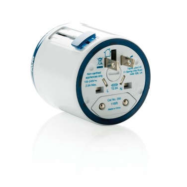 Logo trade promotional gift photo of: Travel Blue world travel adapter, white