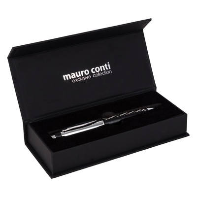 Logo trade advertising products picture of: Mauro Conti ball pen with USB memory stick, Black