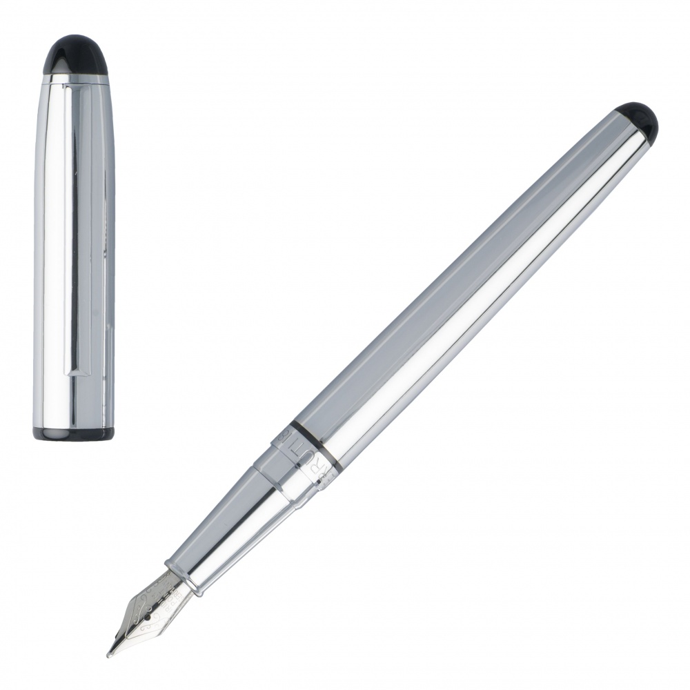 Logo trade promotional merchandise picture of: Fountain pen Leap Chrome, Grey