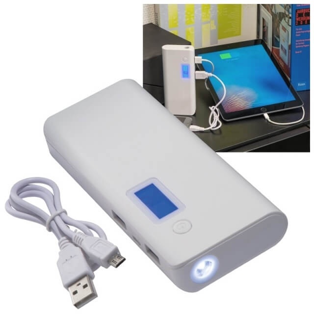 Logo trade business gifts image of: Power bank 10000mAh STAFFORD  color white