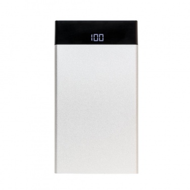 Logo trade advertising products image of: 6.000 mAh flat powerbank digital display, Silver