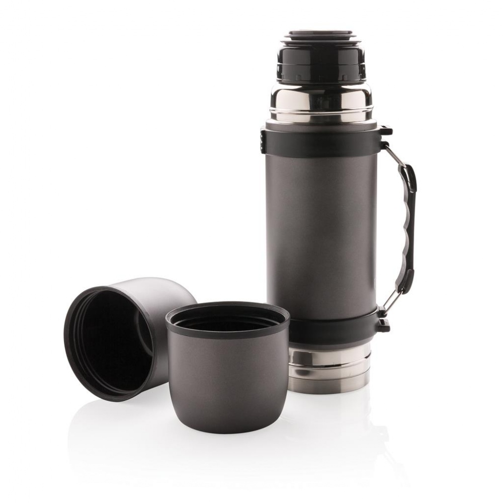 Logotrade corporate gift image of: Swiss Peak vacuum flask with 2 cups, grey