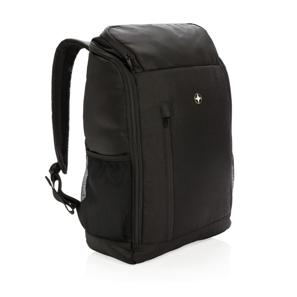 Logo trade corporate gifts image of: Swiss Peak RFID easy access 15" laptop backpack, Black