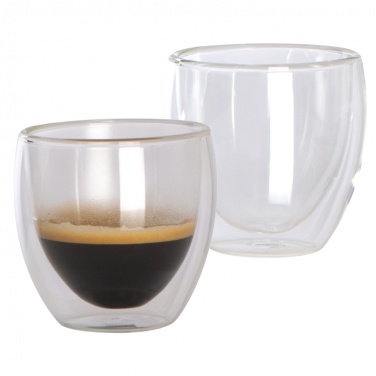 Logo trade promotional items image of: Set of 2 double-walled espresso cups, transparent