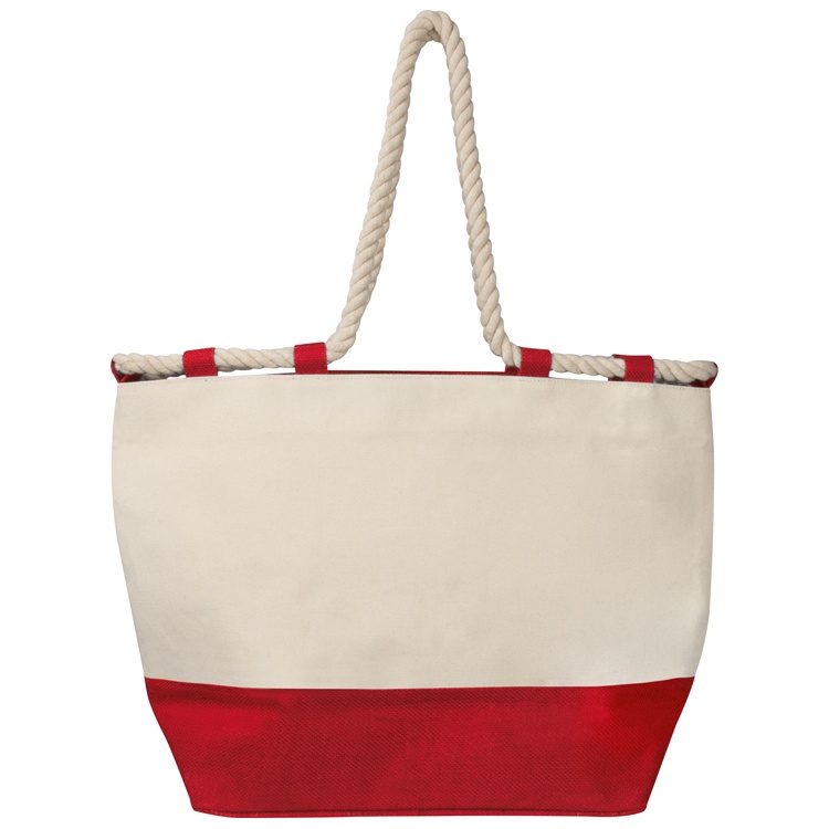 Logotrade advertising product picture of: Beach bag with drawstring, red/natural white