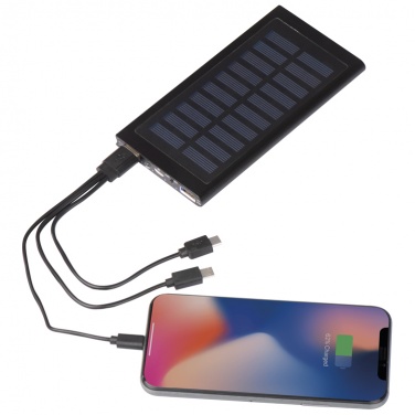 Logo trade business gifts image of: Solar powerbank - 8000 mAh, black