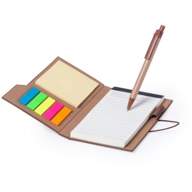 Logo trade promotional giveaways picture of: Memo holder, notebook A5, sticky notes, ball pen, brown