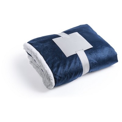 Logo trade corporate gifts image of: Blanket fleece, navy/white