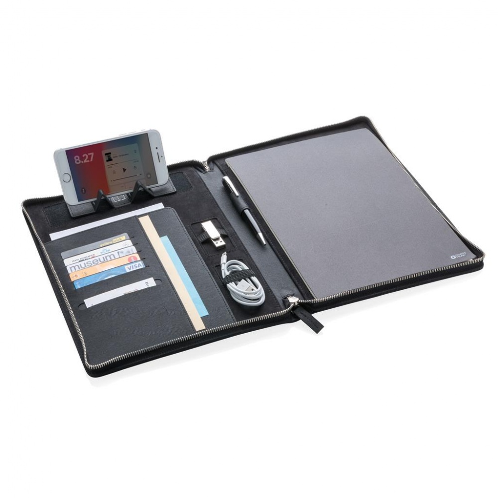 Logo trade promotional giveaways image of: Swiss Peak Heritage A4 portfolio with zipper, black