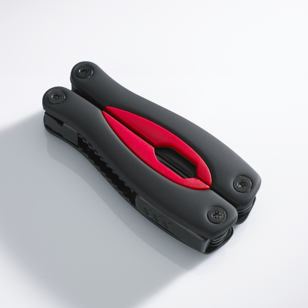 Logo trade promotional giveaways image of: LARGE MULTITOOL RUBBY, red