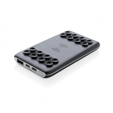 Logo trade promotional item photo of: 4.000 mAh wireless powerbank with suction pads, black