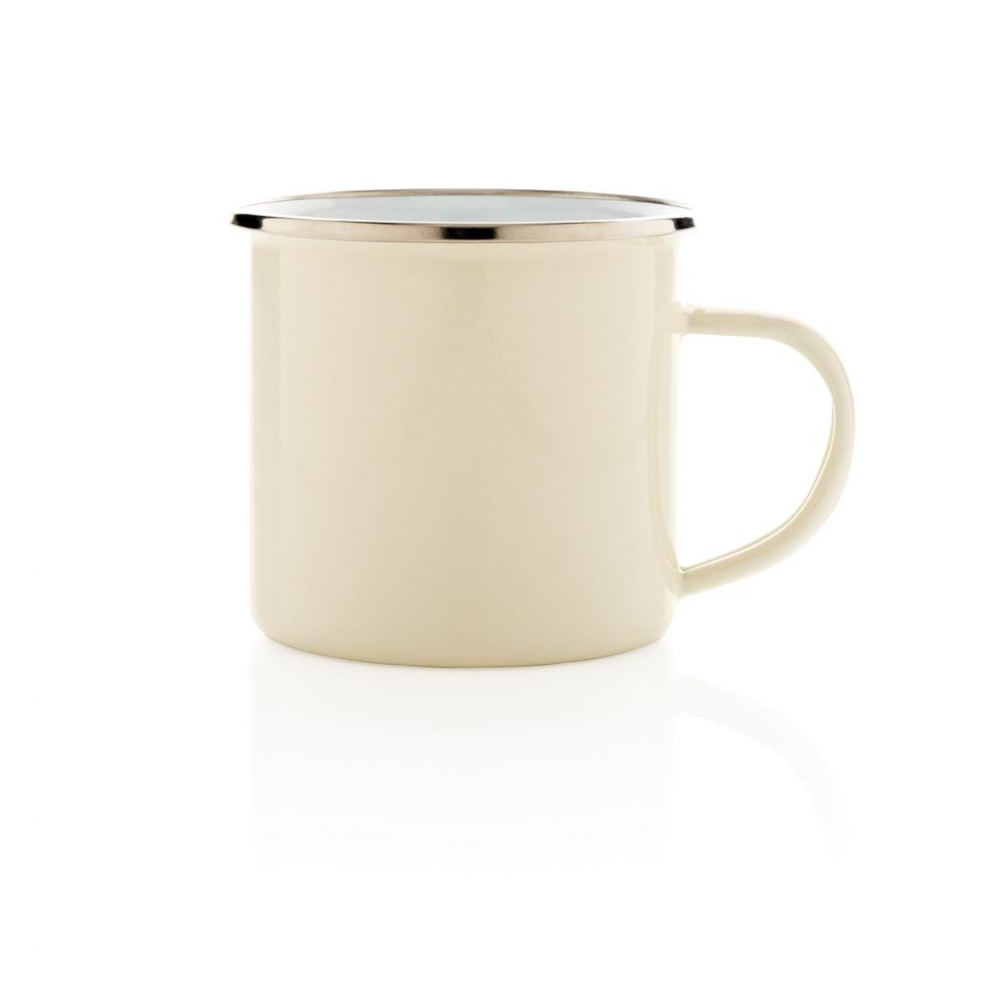 Logo trade promotional gifts image of: Vintage enamel mug, white