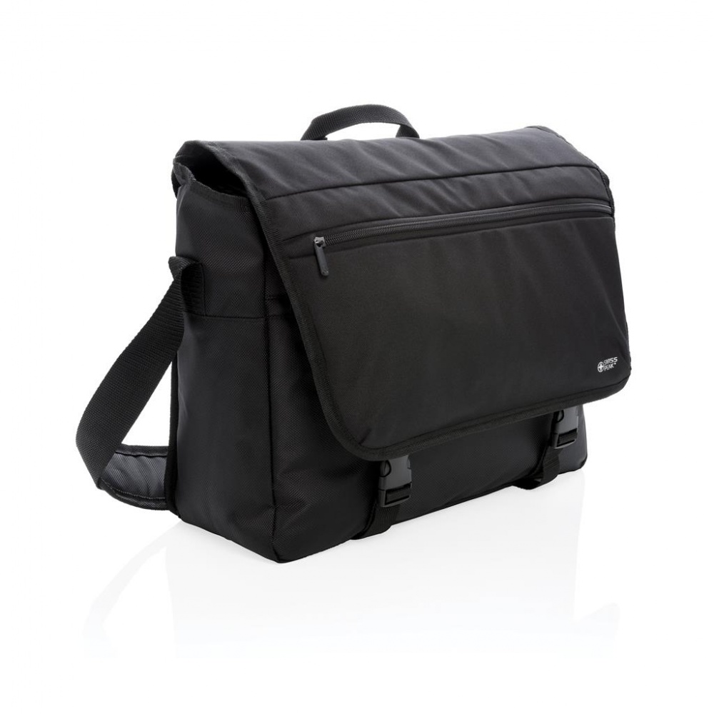 Logotrade promotional item picture of: Swiss Peak RFID 15" laptop messenger bag PVC free, black