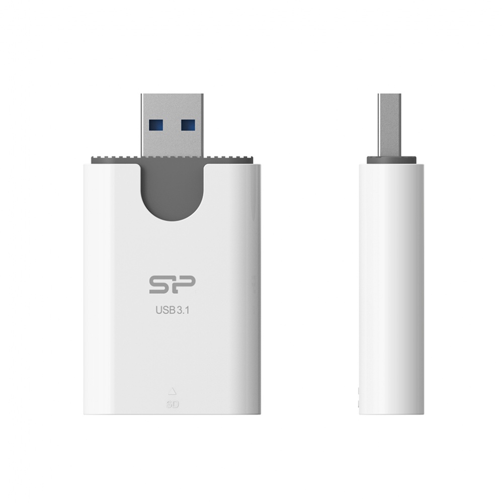 Logotrade promotional giveaway image of: MicroSD and SD card reader Silicon Power Combo 3.1, White