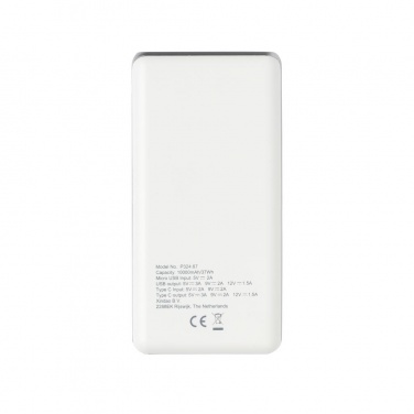 Logo trade promotional giveaways image of: Ultra fast 10.000 mAh powerbank with PD, white