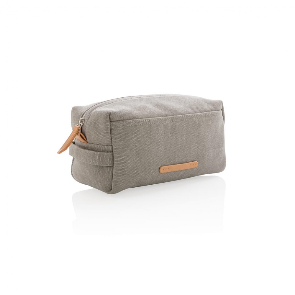 Logo trade promotional gifts picture of: Canvas toiletry bag PVC free, grey