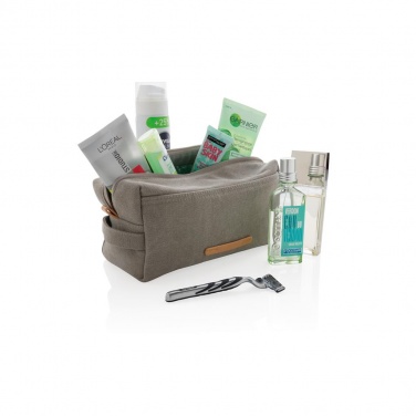 Logo trade promotional items picture of: Canvas toiletry bag PVC free, grey