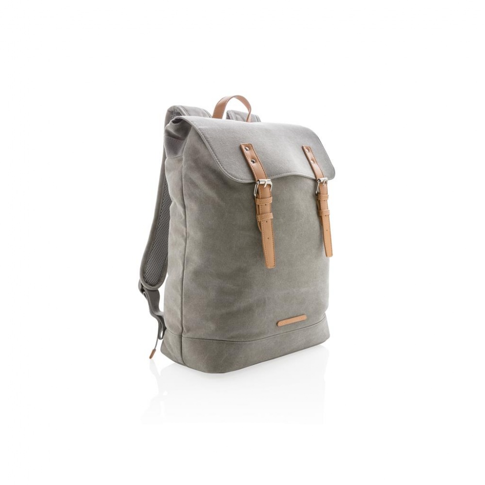 Logotrade advertising products photo of: Canvas laptop backpack PVC free, grey