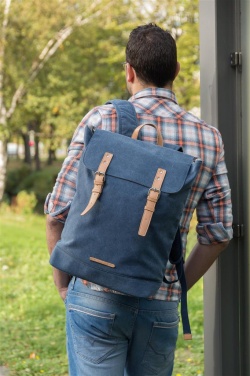 Logo trade promotional items image of: Canvas laptop backpack PVC free, blue