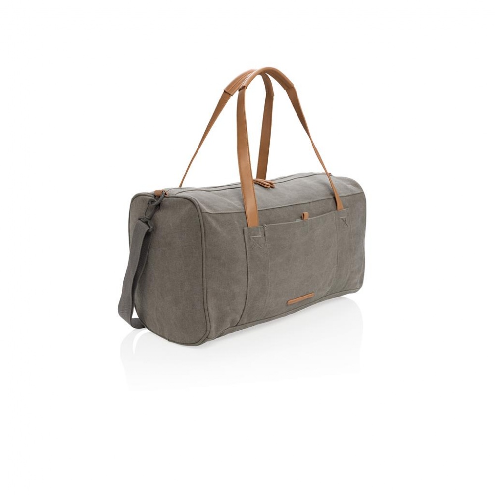 Logo trade corporate gift photo of: Canvas travel/weekendbag PVC free, grey