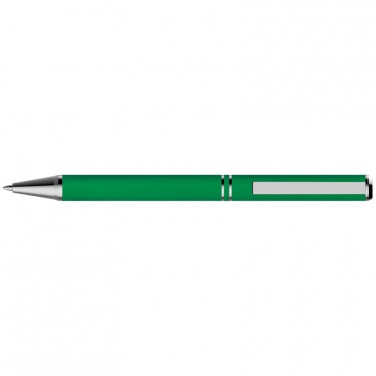 Logo trade promotional merchandise photo of: Metal ballpen with zig-zag clip, green