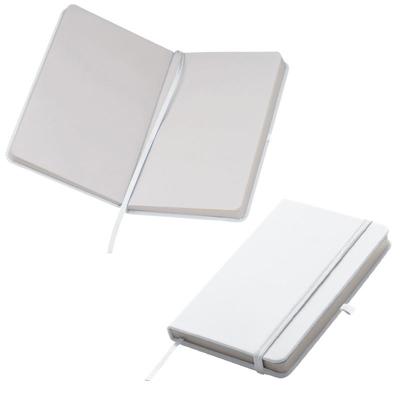 Logo trade advertising products picture of: Notebook A6 Lübeck, white