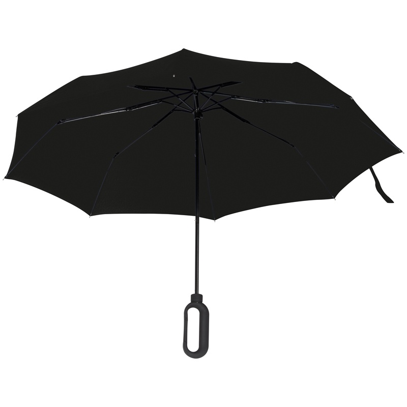 Logotrade corporate gift picture of: Automatic pocket umbrella with carabiner handle, Black