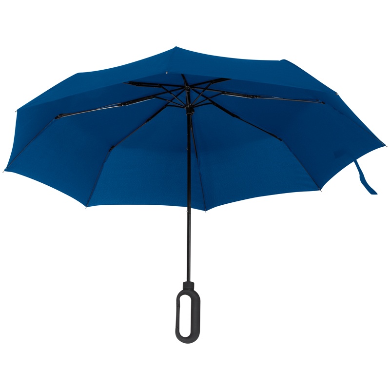 Logo trade promotional gifts picture of: Automatic pocket umbrella with carabiner handle, Blue