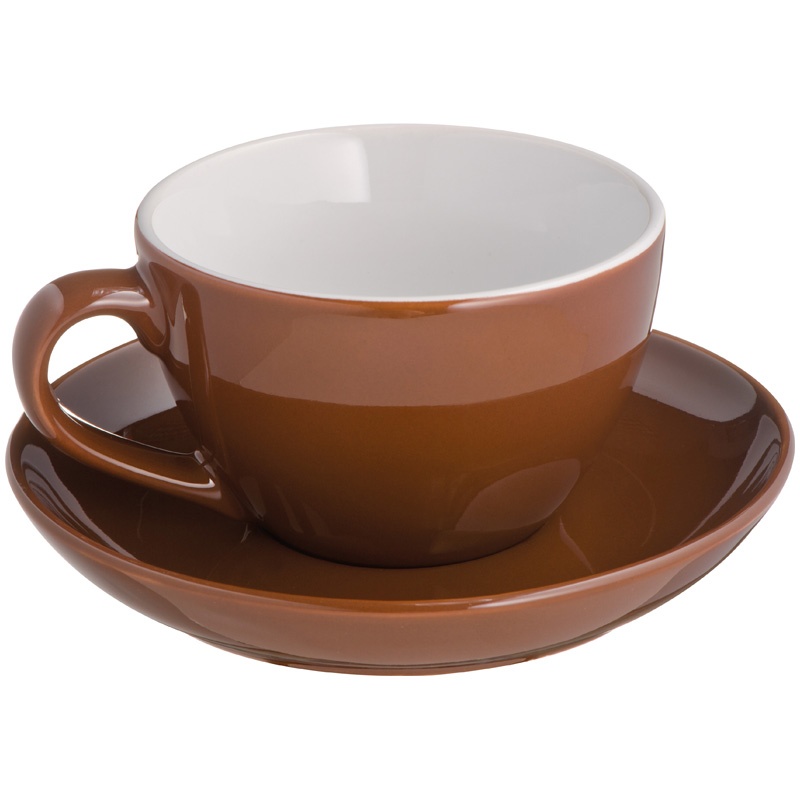 Logo trade promotional giveaway photo of: Mug with bottom plate ST. MORITZ, Brown