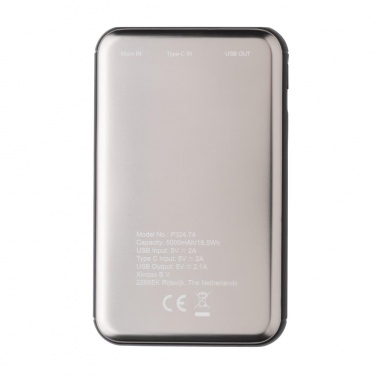 Logo trade promotional products image of: Pocket-size 5.000 mAh powerbank, grey