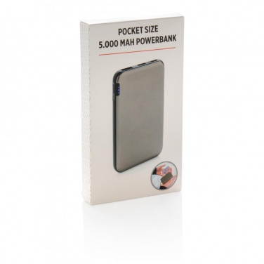 Logo trade business gift photo of: Pocket-size 5.000 mAh powerbank, grey