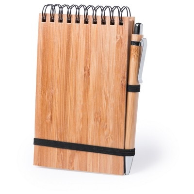 Logotrade promotional item picture of: Bamboo notebook A6, ball pen, light brown