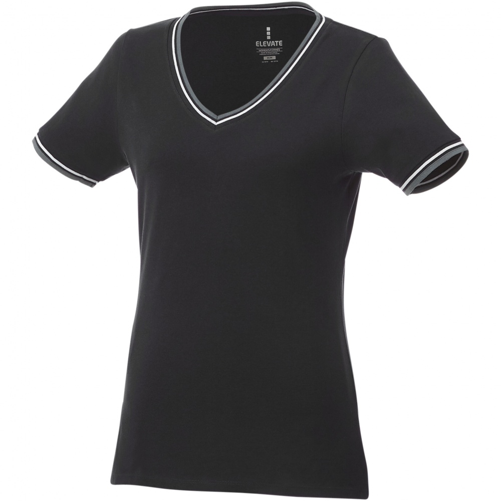 Logo trade corporate gift photo of: Elbert short sleeve women's pique t-shirt, black