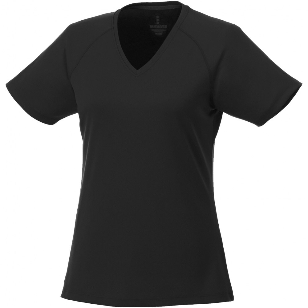 Logo trade promotional products image of: Amery women's cool fit v-neck shirt, solid black