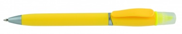 Logotrade corporate gift image of: Plastic ball pen with highlighter 2-in-1 GUARDA, Yellow