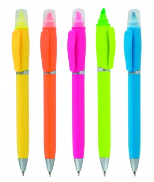 Logotrade promotional giveaway picture of: Plastic ball pen with highlighter 2-in-1 GUARDA, Yellow