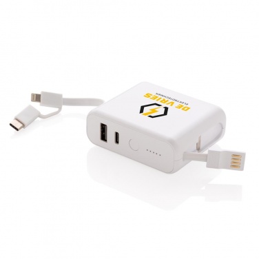 Logo trade promotional merchandise image of: 5.000 mAh wireless charging 5W powerbank, white