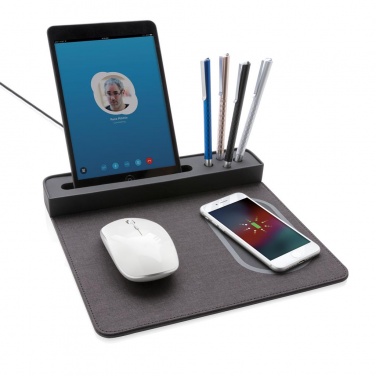 Logo trade promotional item photo of: Air mousepad with 5W wireless charging and USB, black