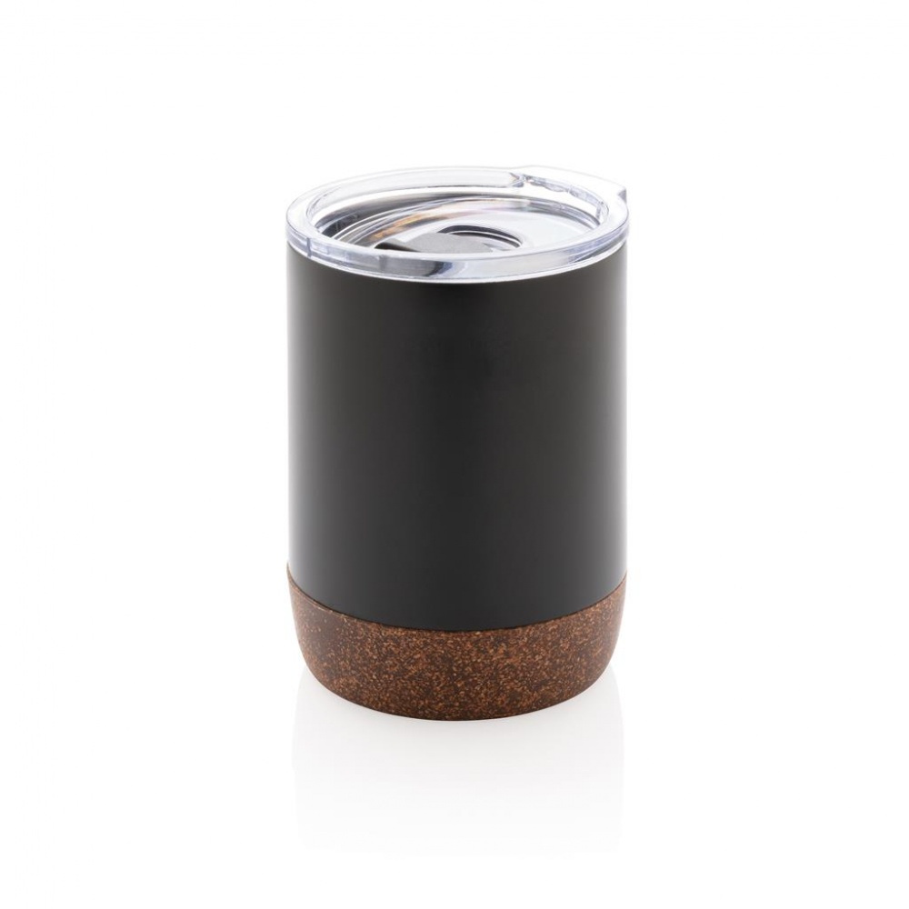 Logo trade promotional item photo of: Cork small vacuum coffee mug, black