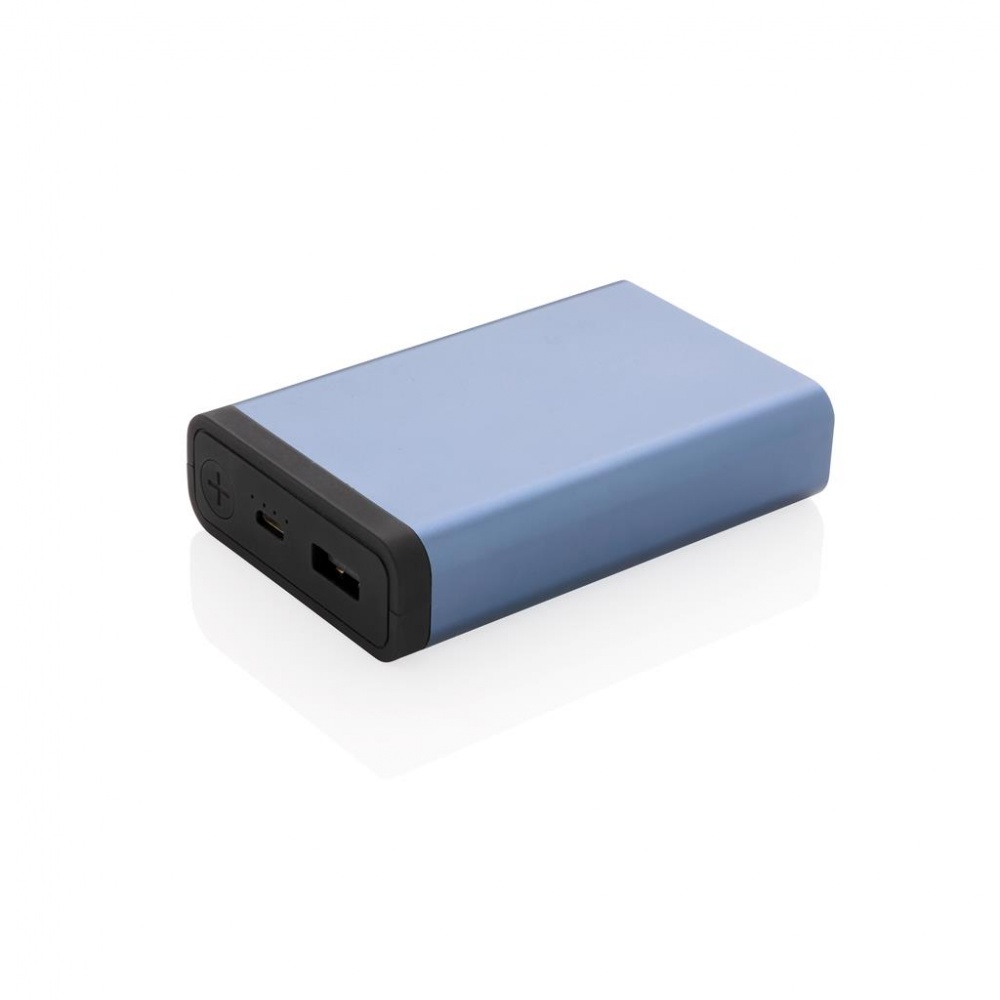 Logo trade promotional giveaways image of: 10.000 mAh Aluminum pocket powerbank, blue