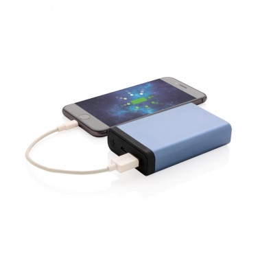 Logo trade promotional gift photo of: 10.000 mAh Aluminum pocket powerbank, blue