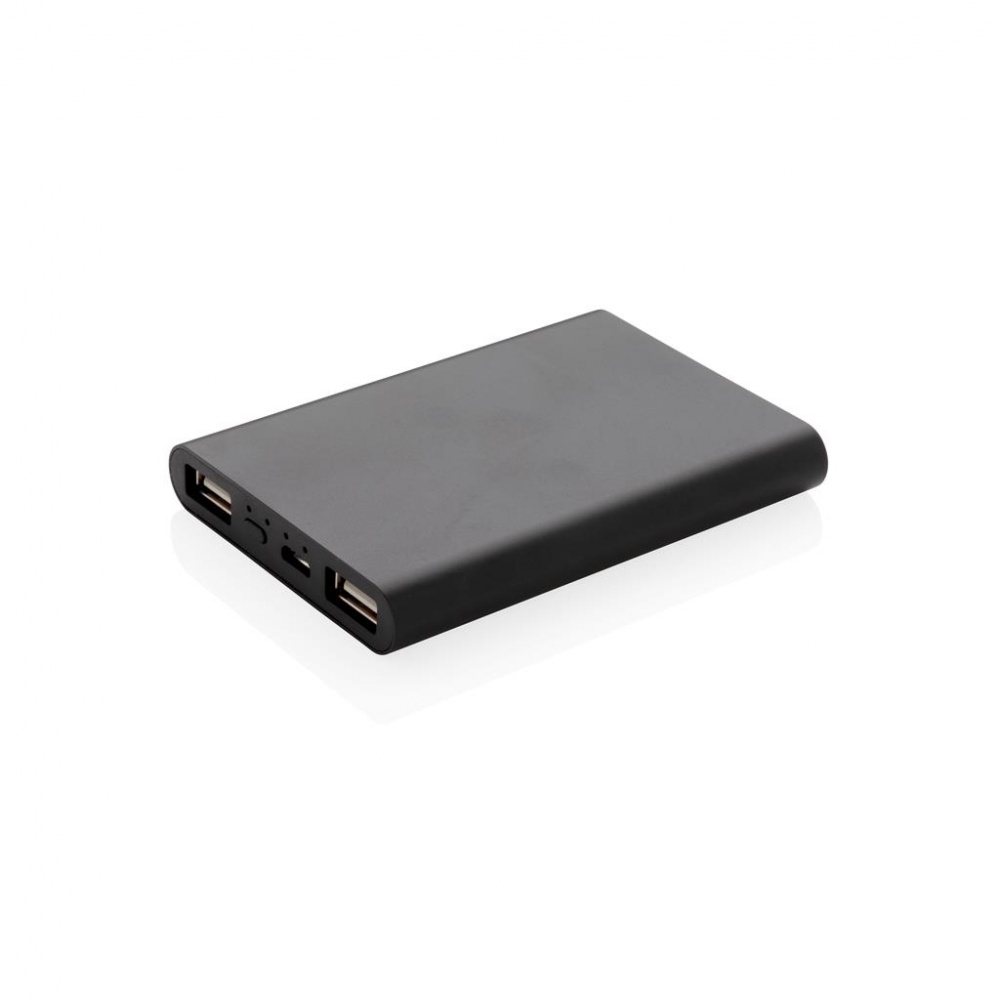 Logo trade corporate gift photo of: Aluminium 5.000 mAh pocket powerbank, black