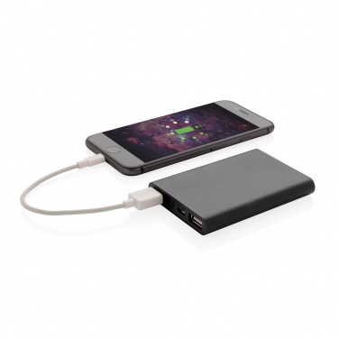 Logotrade promotional gift image of: Aluminium 5.000 mAh pocket powerbank, black