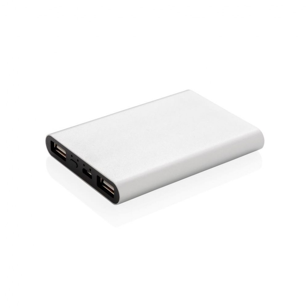 Logo trade advertising products image of: Aluminium 5.000 mAh pocket powerbank, silver